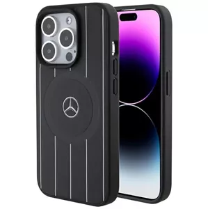 Kryt Mercedes MEHMP15L23RHSK iPhone 15 Pro 6.1" black hardcase Stripes Pattern Leather MagSafe (MEHMP15L23RHSK)