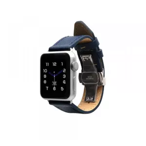 Remienok Monowear Saffiano Leather Band pro Apple Watch – modrá, Silver, 38 – 40 mm