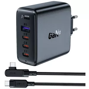Nabíjačka Wall charger Acefast  A37 PD100W GAN, 4x USB, 100W (black)