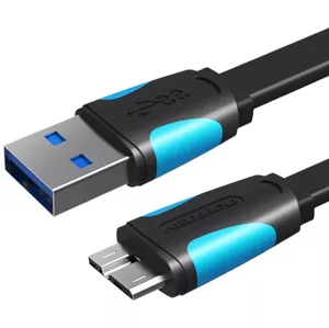 Kábel Flat USB 3.0 A to Micro-B cable Vention VAS-A12-B150 1.5m Black