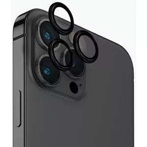 Ochranné sklo UNIQ Optix Aluminum Camera Lens Protector iPhone 15 Pro Max 6.7" midnight black glass for camera lens with applicator (UNIQ-IP6.7P(2023)-ALENSBLK)