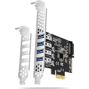 AXAGON PCEU-43RS, 4× USB 3.2 Gen 1 port, 5 Gbps, PCIe card, DUAL power, SP & LP