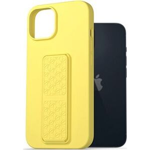 AlzaGuard Liquid Silicone Case with Stand na iPhone 14 žlté