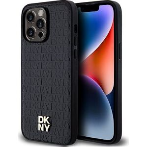 DKNY PU Leather Repeat Pattern Stack Logo Magsafe Zadný Kryt na iPhone 13 Pro Max Black