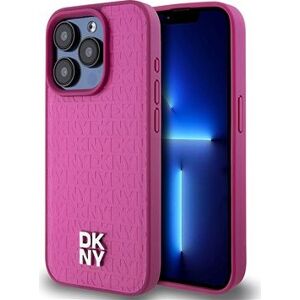 DKNY PU Leather Repeat Pattern Stack Logo Magsafe Zadný Kryt na iPhone 15 Pro Pink