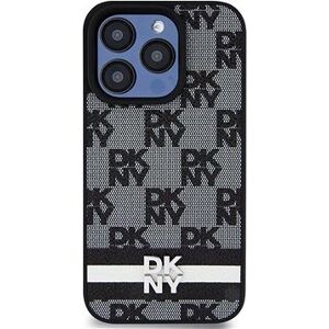 DKNY PU Leather Checkered Pattern and Stripe Zadný Kryt na iPhone 12/12 Pro Black