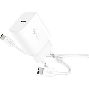 Epico 20 W PD sieťová nabíjačka s 1,2 m USB-C na USB-C káblom – biela