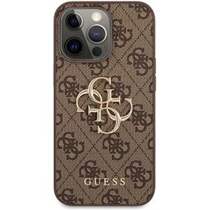 Guess PU 4G Metal Logo Zadný kryt na Apple iPhone 13 Pro Brown