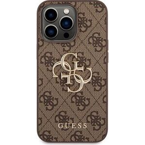 Guess PU 4G Metal Logo Zadný Kryt pre iPhone 14 Pro Max Brown