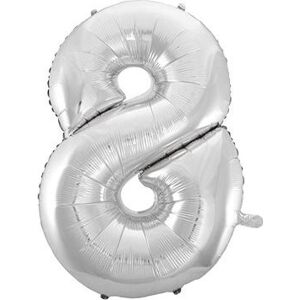 Balón fóliový číslica strieborná – silver 102 cm – 8