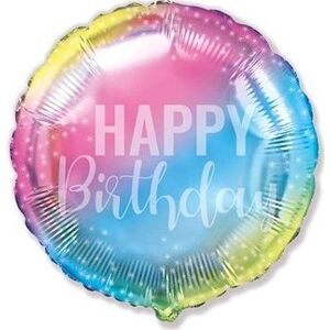 Balón fóliový 45 cm okrúhly dúhový – rainbow – happy birthday – narodeniny