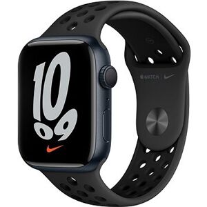 Apple Watch Nike Series 7 45 mm Polnočno sivý hliník s antracitovým/čiernym športovým remienkom Nike