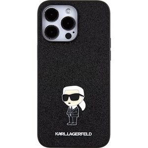 Karl Lagerfeld Fixed Glitter Metal Ikonik Zadný Kryt na iPhone 15 Pro Max Black