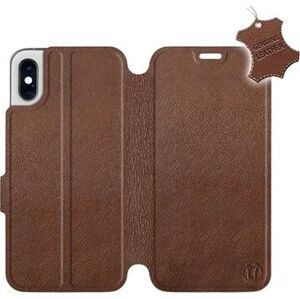 Flip pouzdro na mobil Apple iPhone X - Hnědé - kožené - Brown Leather