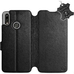 Flip puzdro na mobil Huawei P Smart 2019 – Čierne – kožené – Black Leather