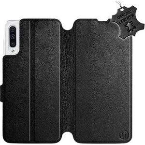 Flip puzdro na mobil Samsung Galaxy A50 – Čierne – kožené – Black Leather