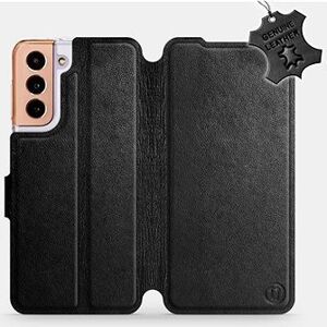 Flip puzdro na mobil Samsung Galaxy S21 5G – Čierne – kožené – Black Leather