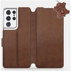Flip puzdro na mobil Samsung Galaxy S21 Ultra 5G – Hnedé – kožené – Brown Leather