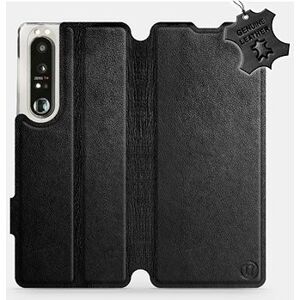 Kožené flip puzdro na mobil Sony Xperia 1 III – Čierne – Black Leather