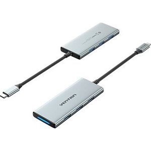 Vention USB-C to HDMI/USB 3.0× 3/SD/TF/PD Docking Station 0.15M Gray Aluminum Alloy Type (Slim and w