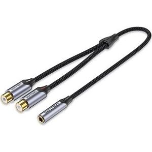 Vention Cotton Braided 3,5 mm Female to 2-Female RCA Audio Cable 0,3 m Gray Aluminum Alloy Type