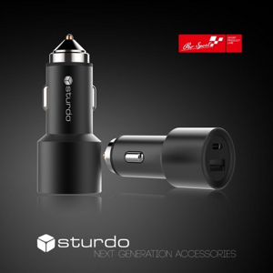 Autonabíjačka Sturdo Quick Charge 3.0 1xUSB-C 2.4A/1xUSB 2.1A Čierna