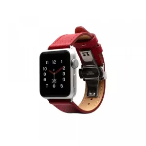 Remienok Monowear Saffiano Leather Band pro Apple Watch – červená, Silver, 38 – 40 mm