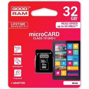 GOODRAM pamäťová karta microSD 32GB/class 10 + adapter 60MB/s