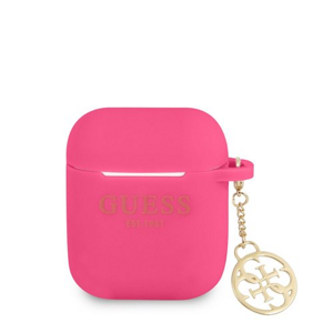 Guess 4G Charms Silikonové Pouzdro pro Airpods 1/2 Fuchsia