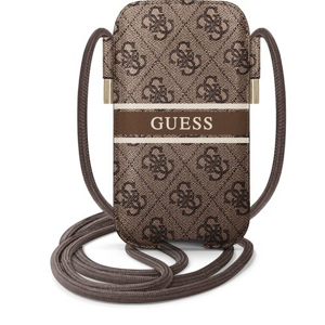 Puzdro Guess GUPHL4GDBR PU 4G Printed Stripe Pouch L - hnedé (vnútorný rozmer: 169 x 101 mm)