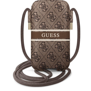 GUPHM4GDBR Guess PU 4G Printed Stripe Pouch S/M Brown (vnútorný rozmer: 159 x 91 mm)