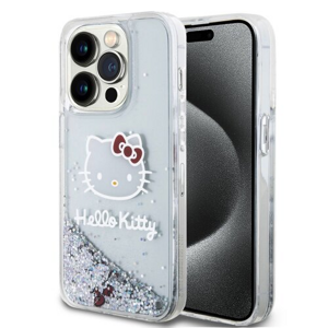 Hello Kitty Liquid Glitter Electroplating Head Logo Zadní Kryt pro iPhone 15 Pro Transparent