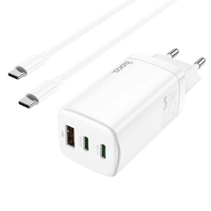 HOCO N16 GaN Cestovní nabíječka 65W 2x USB-C + USB-A + Kabel Type C/Type C White