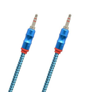 Kábel AUX 2x3.5mm jack 3m Modrý textilný (ECO balenie)