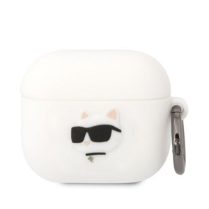Karl Lagerfeld 3D Logo NFT Choupette Head Silikonové Pouzdro pro Airpods 3 White