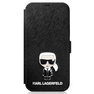 Karl Lagerfeld case for iPhone 12 / 12 Pro 6,1" KLFLBKP12MIKMSBK black book case Saffiano Icon