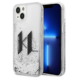 Karl Lagerfeld case for iPhone 14 6,1" KLHCP14SLBKLCS silver Liquid Glitter case Big KL Logo
