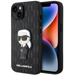 Karl Lagerfeld case for iPhone 14 6,1" KLHCP14SSAKHPKK black harcase Saffiano Mono Patch Ikoni