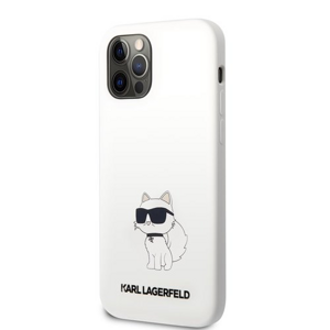 Puzdro Karl Lagerfeld Liquid Silicone Choupette NFT iPhone 12/12 Pro - biele