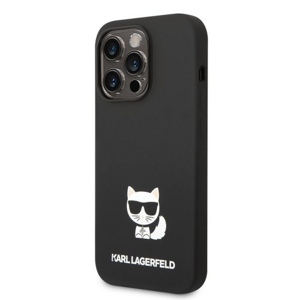 Puzdro Karl Lagerfeld Liquid Silicone Choupette iPhone 14 Pro - čierne