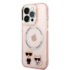 Karl Lagerfeld MagSafe Kompatibilní Kryt Karl and Choupette pro iPhone 14 Pro Max Pink
