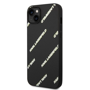 Karl Lagerfeld PU Grained Leather Logomania Zadní Kryt pro iPhone 14 Plus Black