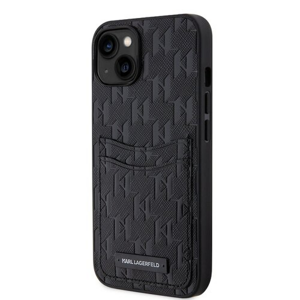 Karl Lagerfeld Saffiano Monogram Card Slot Zadní Kryt pro iPhone 14 Black