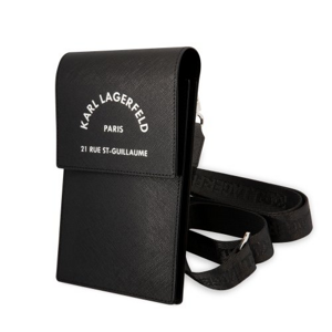 Mini kabelka Karl Lagerfeld Saffiano Rue Saint Guillaume - čierne