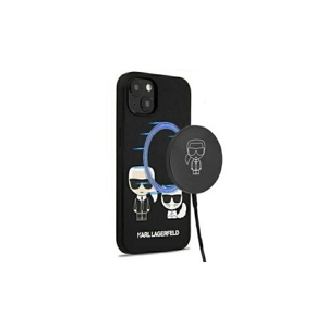 Puzdro Karl Lagerfeld IPhone 13 Pro KLHMP13LSSKCK Karl & Choupette Magsafe, silikónové - čierne