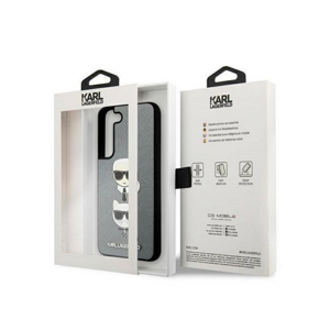 Puzdro Karl Lagerfeld Samsung Galaxy S22 Plus KLHCS22MSAKICKCSL Saffiano Karl & Choupette - strieborné