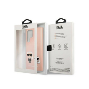 Puzdro Karl Lagerfeld Samsung Galaxy S22 Ultra KLHCS22LSSKCI Silicone Karl & Choupette, silikónové - ružové