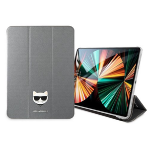 KLFC12OCHG Karl Lagerfeld Choupette Head Saffiano Pouzdro pro iPad Pro 12.9 Silver