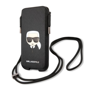 KLHCP12LOPHKHK Karl Lagerfeld Head Saffiano PU Pouch L Black (vnútorný rozmer: 169 x 101 mm)