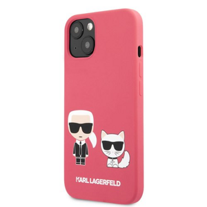 Puzdro Karl Lagerfeld KLHCP13SSSKCP and Choupette Liquid Silicone iPhone 13 mini - červené